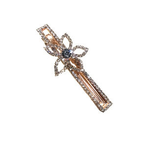 Hair Clip Rose Gold Tone Floral Design Clear Rhinestone Party Spring Dance